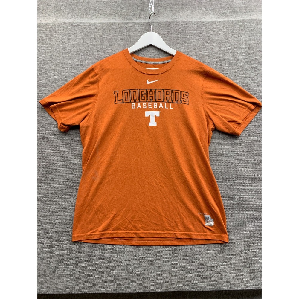 Nike Dri Fit NCAA Texas Longhorns Baseball Shirt Mens Medium Orange Performance